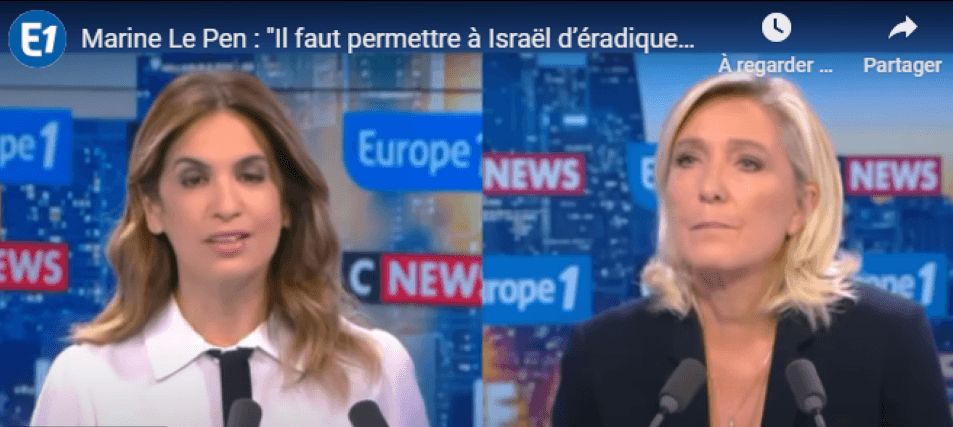 Marine Le Pen critique les propos d’Emmanuel Macron et prend la défense du criminel de guerre Benjamin Netanyahu