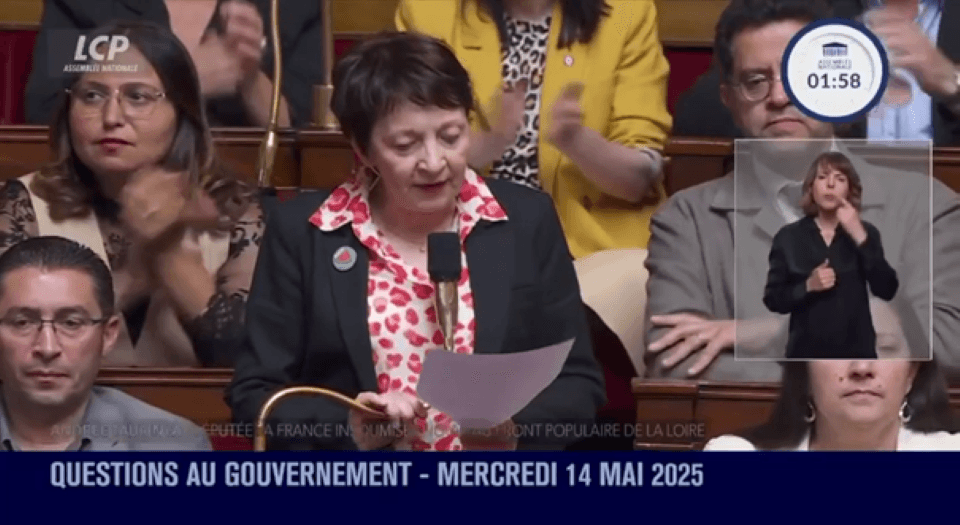La députée LFI Andrée Taurinya dénonce le temps perdu par Macron pour mettre fin au génocide à Gaza