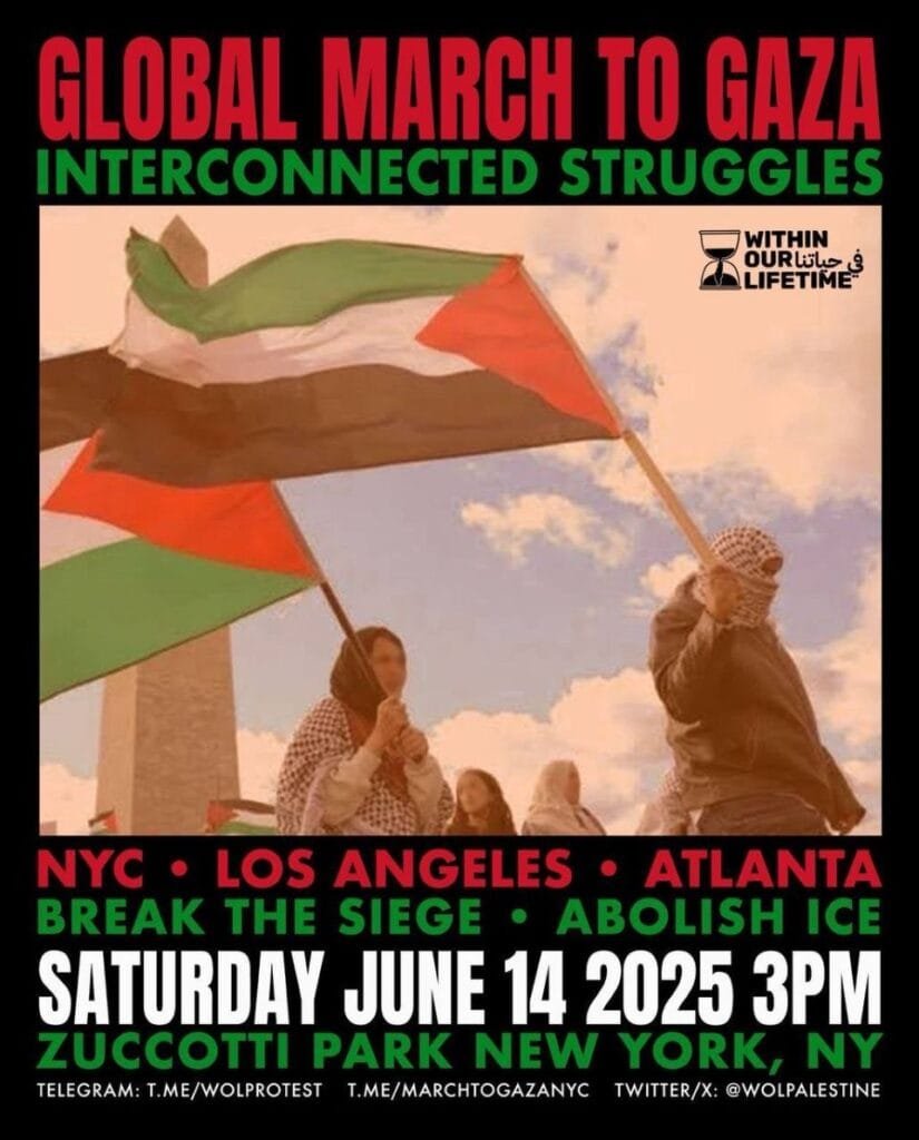 MARCHE MONDIALE VERS GAZA PROTESTATION À NEW YORK
