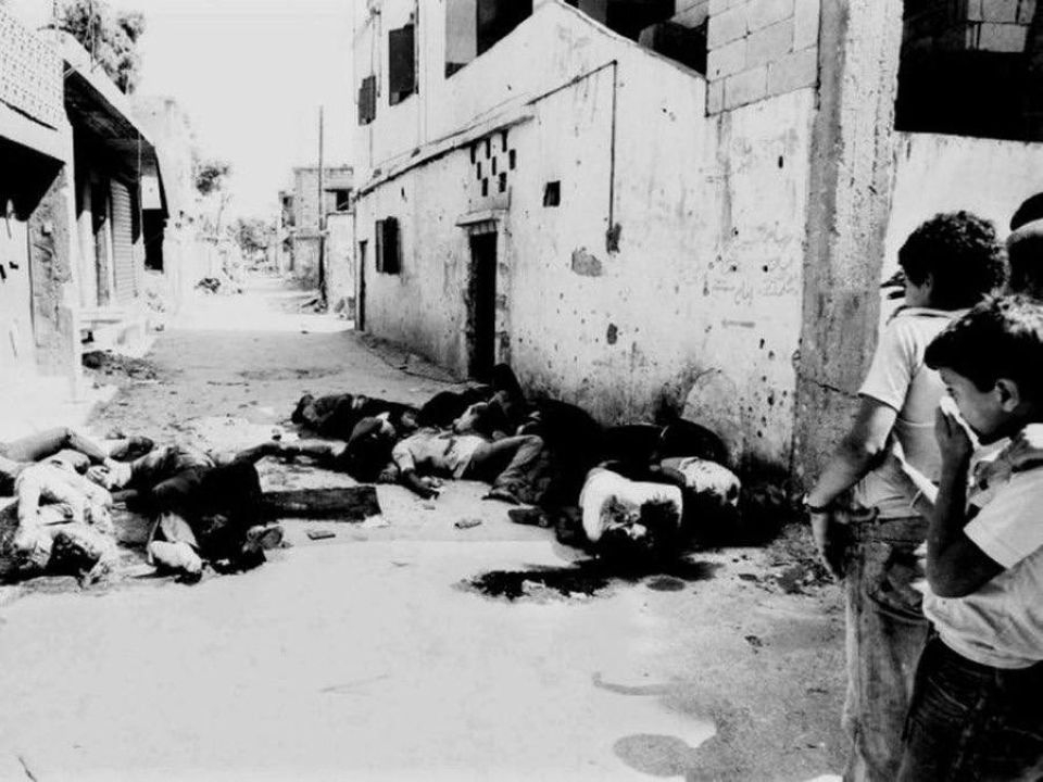 Sabra et Chatila : horribles massacres du 16 au 18 septembre 1982 commis par les phalangistes libanais sous couvert du criminel sioniste Ariel Sharon