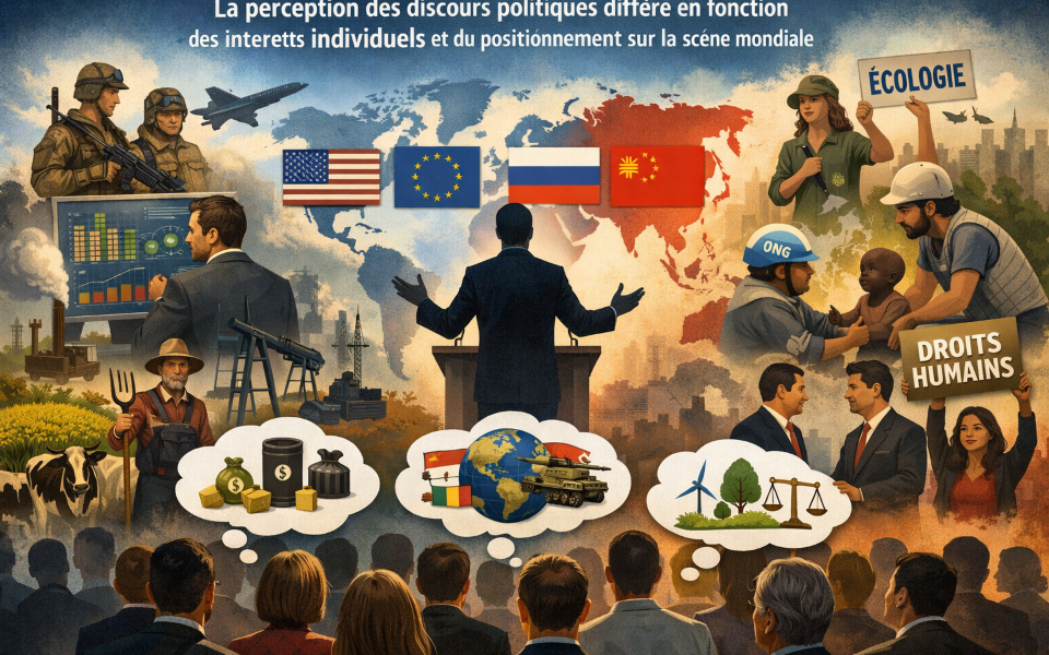 La perception des discours politiques diffère en fonction des intérêts individuels et du positionnement sur la scène mondiale