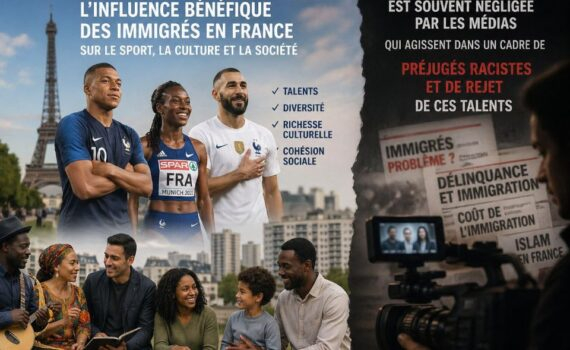 L'influence bénéfique des immigrés en France sur le sport, la culture et la société est souvent négligée par les médias, qui agissent dans un cadre de préjugés racistes et de rejet de ces talents