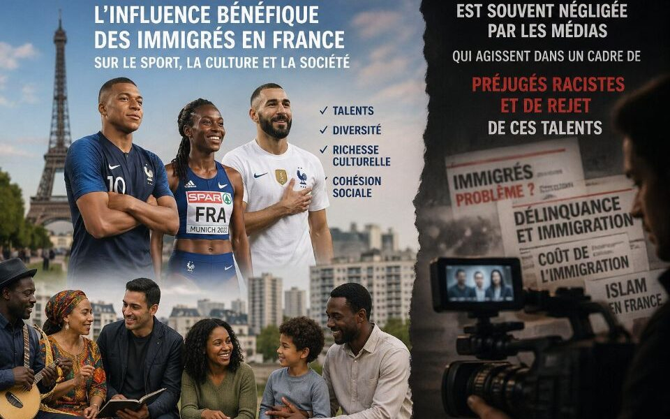 L'influence bénéfique des immigrés en France sur le sport, la culture et la société est souvent négligée par les médias, qui agissent dans un cadre de préjugés racistes et de rejet de ces talents